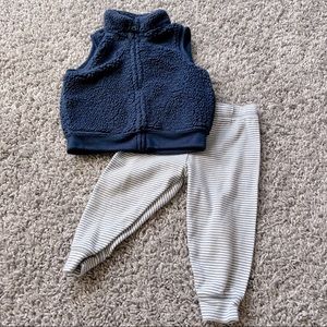 12 Month Baby Boys Fleece Vest and Pant Outfit